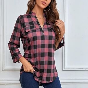 Womens Plaid Blouse